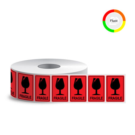 Aufkleber "Zerbrechlich", 58x40, rot, Papier (500 Stk./Rolle)